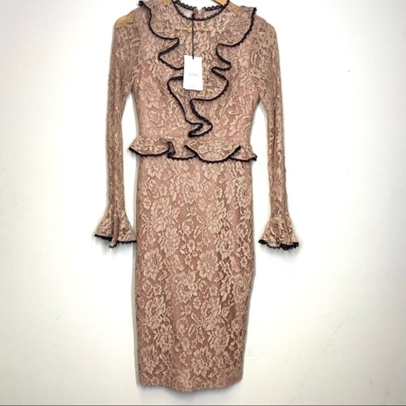 NWT Alexis Mariette Lace Ruffle Dress in Pink Women Size XS - Picture 3 of 10